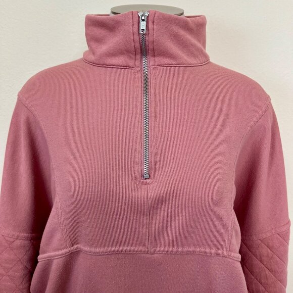 WILD FABLE Pink Half-Zip Cropped Pullover Sweatshirt With Quilted Sleeve Size M - Picture 7 of 9